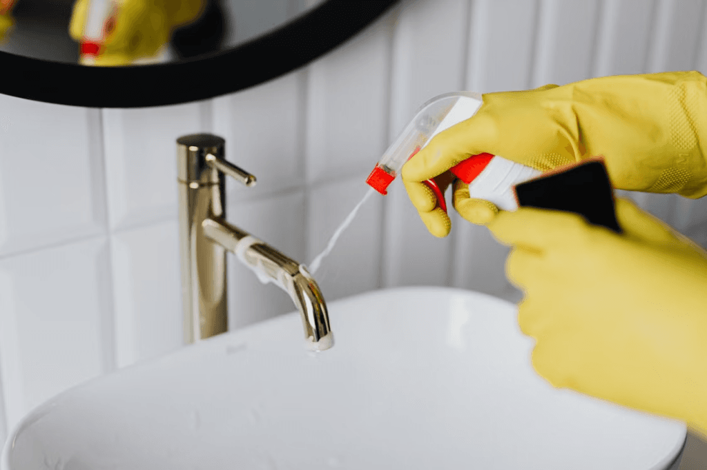 Professional bathroom fixture and faucet sanitization