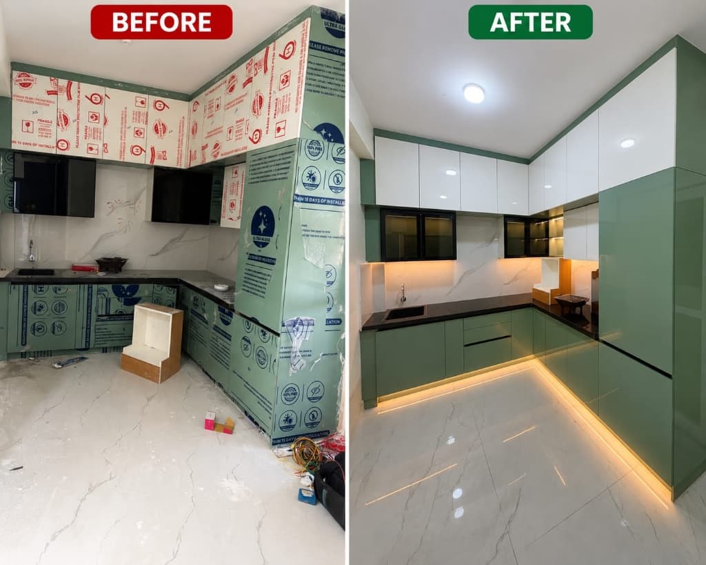 Kitchen deep cleaning transformation before and after